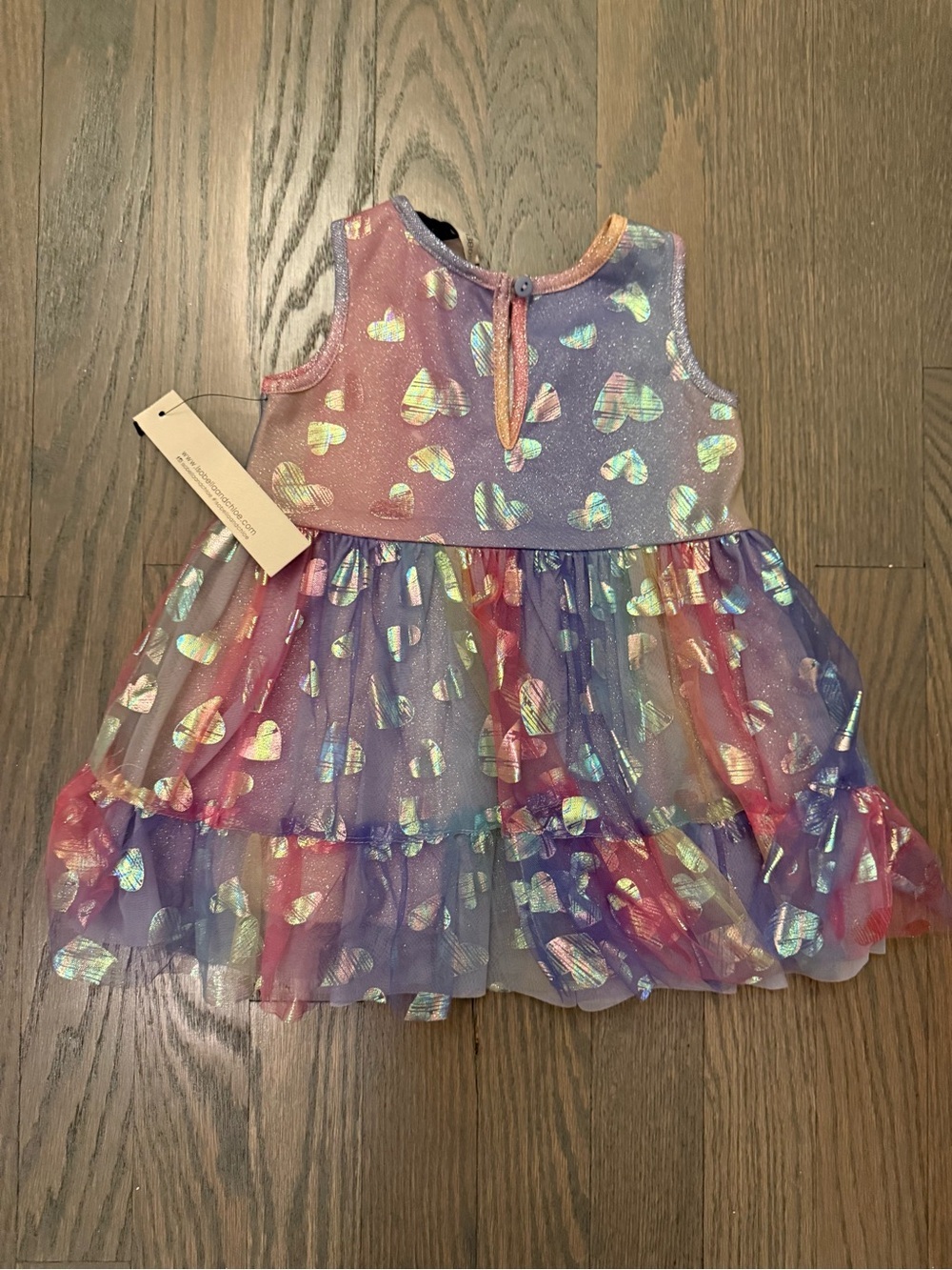 Isobella & Chloe Rainbow Heart Tulle Dress NWT 6M Glitter Party Dress - Picture 3 of 3